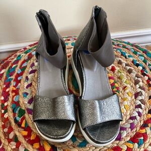 Eileen Fisher Silver Wedges Sandals